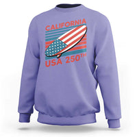 California USA 250th Anniversary Sweatshirt US Semiquincentennial Patriotic Surfboard Graphic - Wonder Print Shop