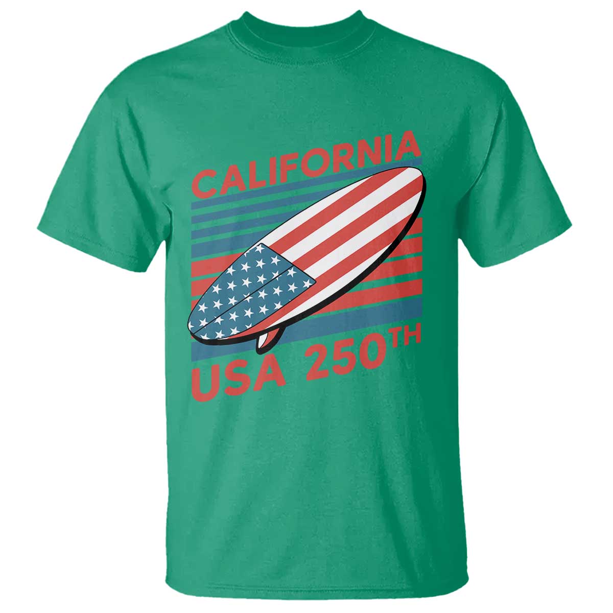 California USA 250th Anniversary T Shirt US Semiquincentennial Patriotic Surfboard Graphic - Wonder Print Shop