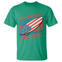 California USA 250th Anniversary T Shirt US Semiquincentennial Patriotic Surfboard Graphic - Wonder Print Shop