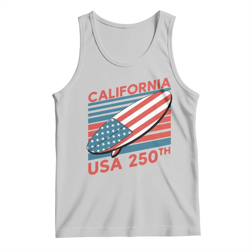 California USA 250th Anniversary Tank Top US Semiquincentennial Patriotic Surfboard Graphic - Wonder Print Shop