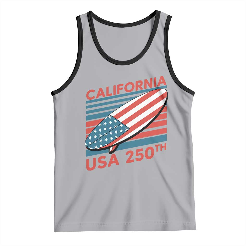 California USA 250th Anniversary Tank Top US Semiquincentennial Patriotic Surfboard Graphic - Wonder Print Shop