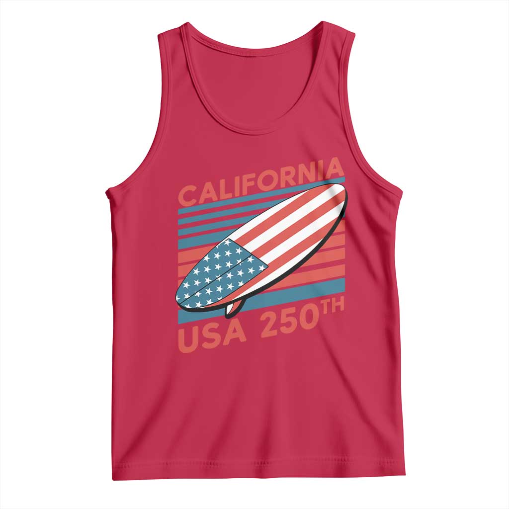 California USA 250th Anniversary Tank Top US Semiquincentennial Patriotic Surfboard Graphic - Wonder Print Shop