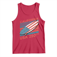 California USA 250th Anniversary Tank Top US Semiquincentennial Patriotic Surfboard Graphic - Wonder Print Shop