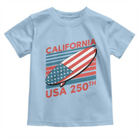 California USA 250th Anniversary Toddler T Shirt US Semiquincentennial Patriotic Surfboard Graphic - Wonder Print Shop