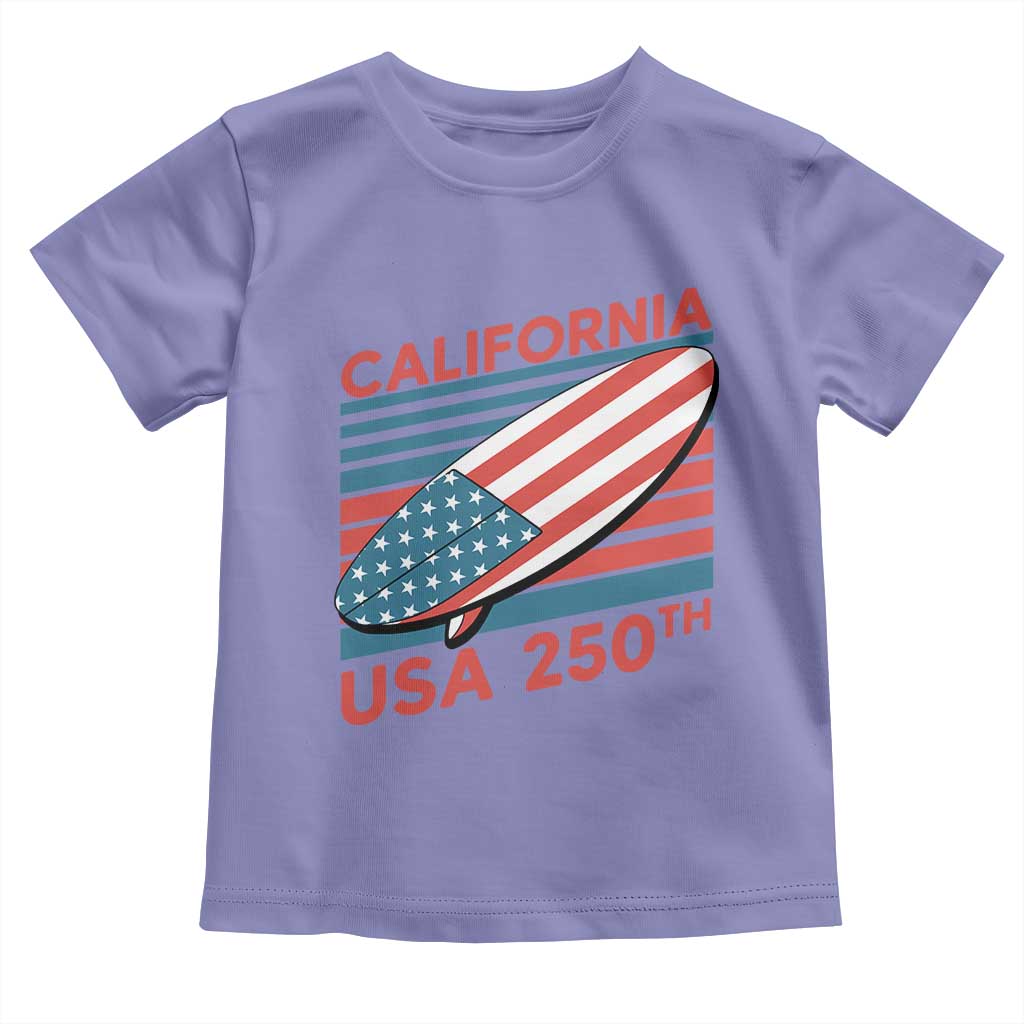 California USA 250th Anniversary Toddler T Shirt US Semiquincentennial Patriotic Surfboard Graphic - Wonder Print Shop