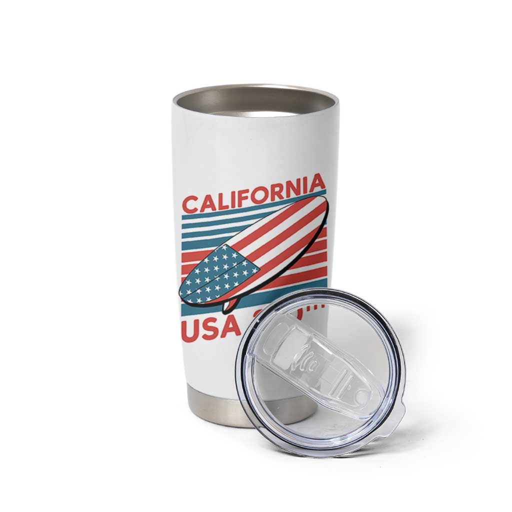 California USA 250th Anniversary Tumbler Cup US Semiquincentennial Patriotic Surfboard Graphic - Wonder Print Shop