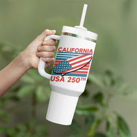 California USA 250th Anniversary Tumbler With Handle US Semiquincentennial Patriotic Surfboard Graphic - Wonder Print Shop