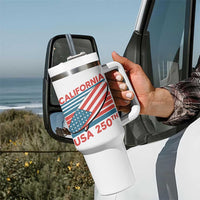 California USA 250th Anniversary Tumbler With Handle US Semiquincentennial Patriotic Surfboard Graphic - Wonder Print Shop