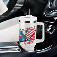 California USA 250th Anniversary Tumbler With Handle US Semiquincentennial Patriotic Surfboard Graphic - Wonder Print Shop