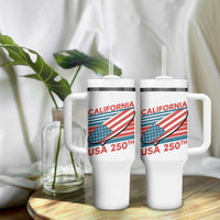 California USA 250th Anniversary Tumbler With Handle US Semiquincentennial Patriotic Surfboard Graphic - Wonder Print Shop
