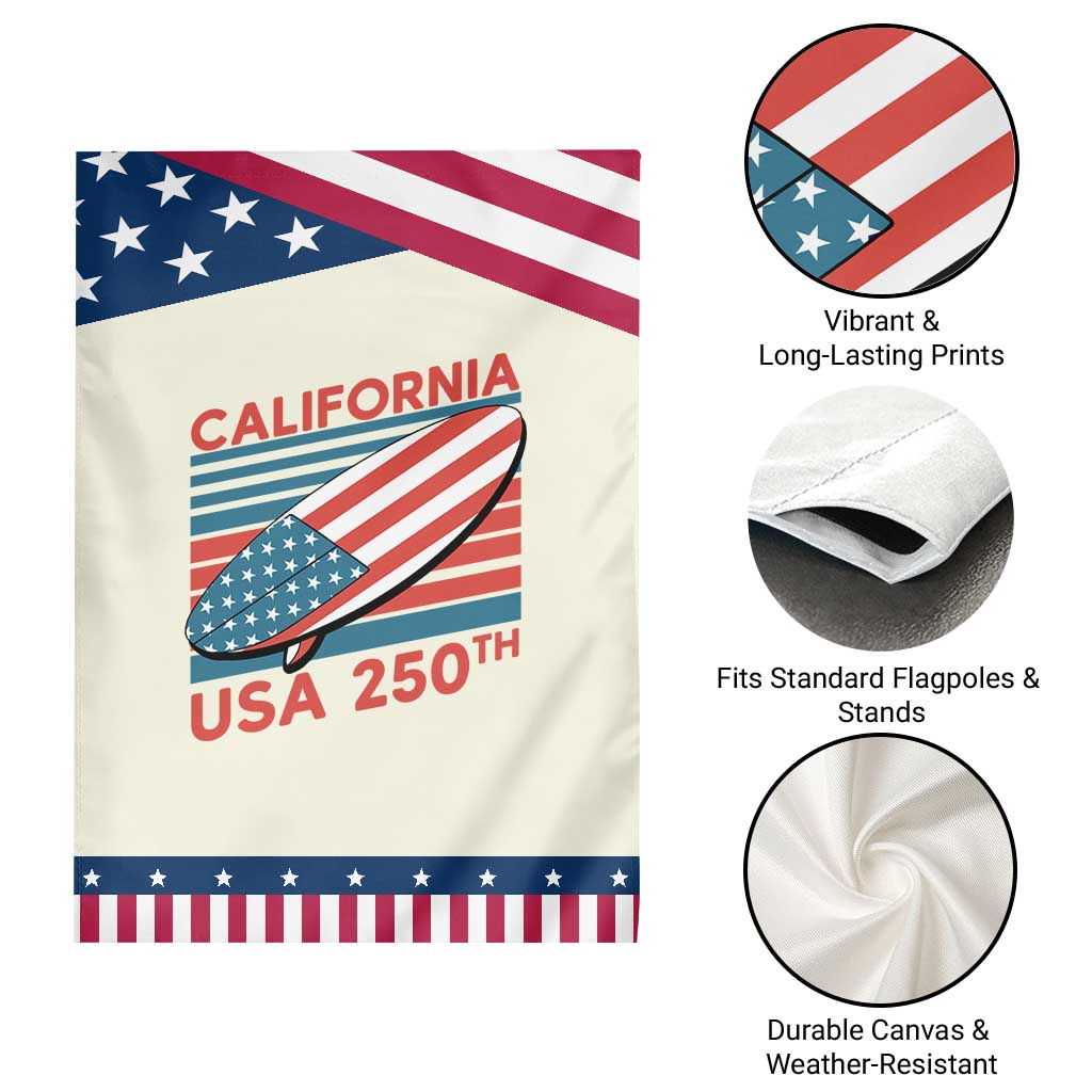 California USA 250th Anniversary Garden Flag US Semiquincentennial Patriotic Surfboard Graphic