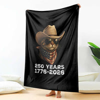Cool Cowboy Cat 250 Years Throw Blanket Funny Patriotic 1776 to 2026 US Semiquincentennial - Wonder Print Shop