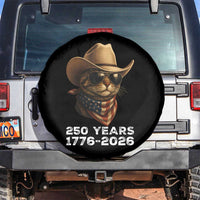 Cool Cowboy Cat 250 Years Spare Tire Cover Funny Patriotic 1776 to 2026 US Semiquincentennial - Wonder Print Shop