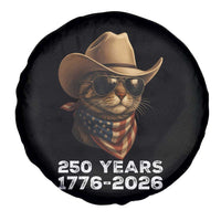 Cool Cowboy Cat 250 Years Spare Tire Cover Funny Patriotic 1776 to 2026 US Semiquincentennial - Wonder Print Shop