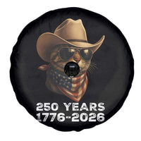Cool Cowboy Cat 250 Years Spare Tire Cover Funny Patriotic 1776 to 2026 US Semiquincentennial - Wonder Print Shop