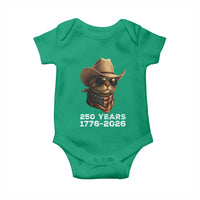 Cool Cowboy Cat 250 Years Baby Onesie Funny Patriotic 1776 to 2026 US Semiquincentennial - Wonder Print Shop