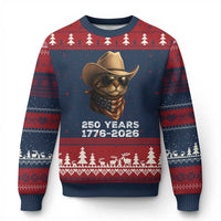 Cool Cowboy Cat 250 Years Ugly Christmas Sweater Funny Patriotic 1776 to 2026 US Semiquincentennial - Wonder Print Shop
