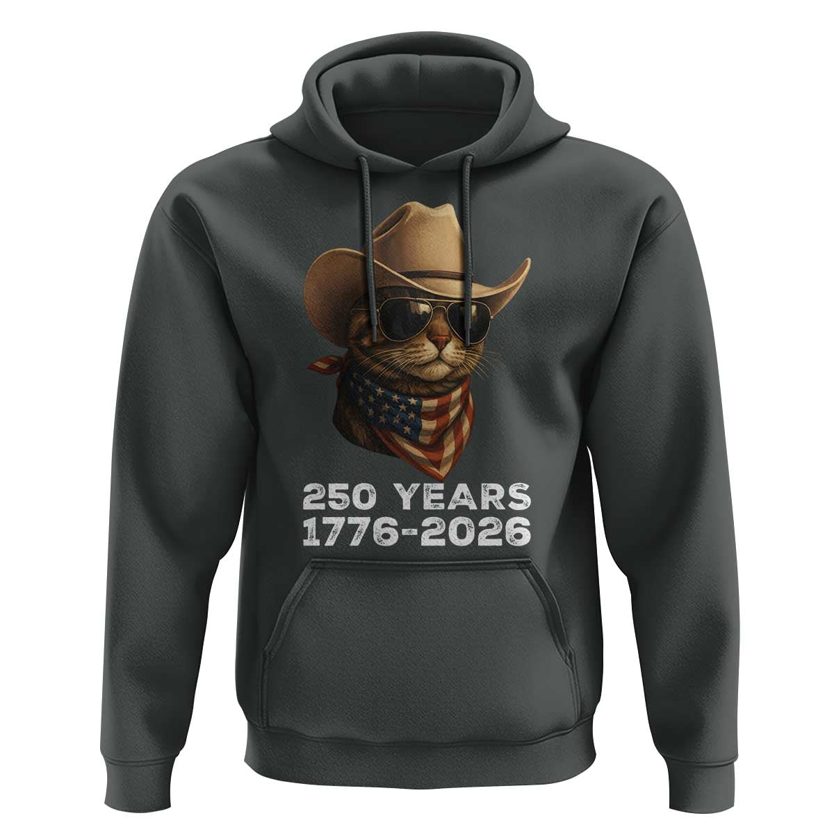 Cool Cowboy Cat 250 Years Hoodie Funny Patriotic 1776 to 2026 US Semiquincentennial - Wonder Print Shop