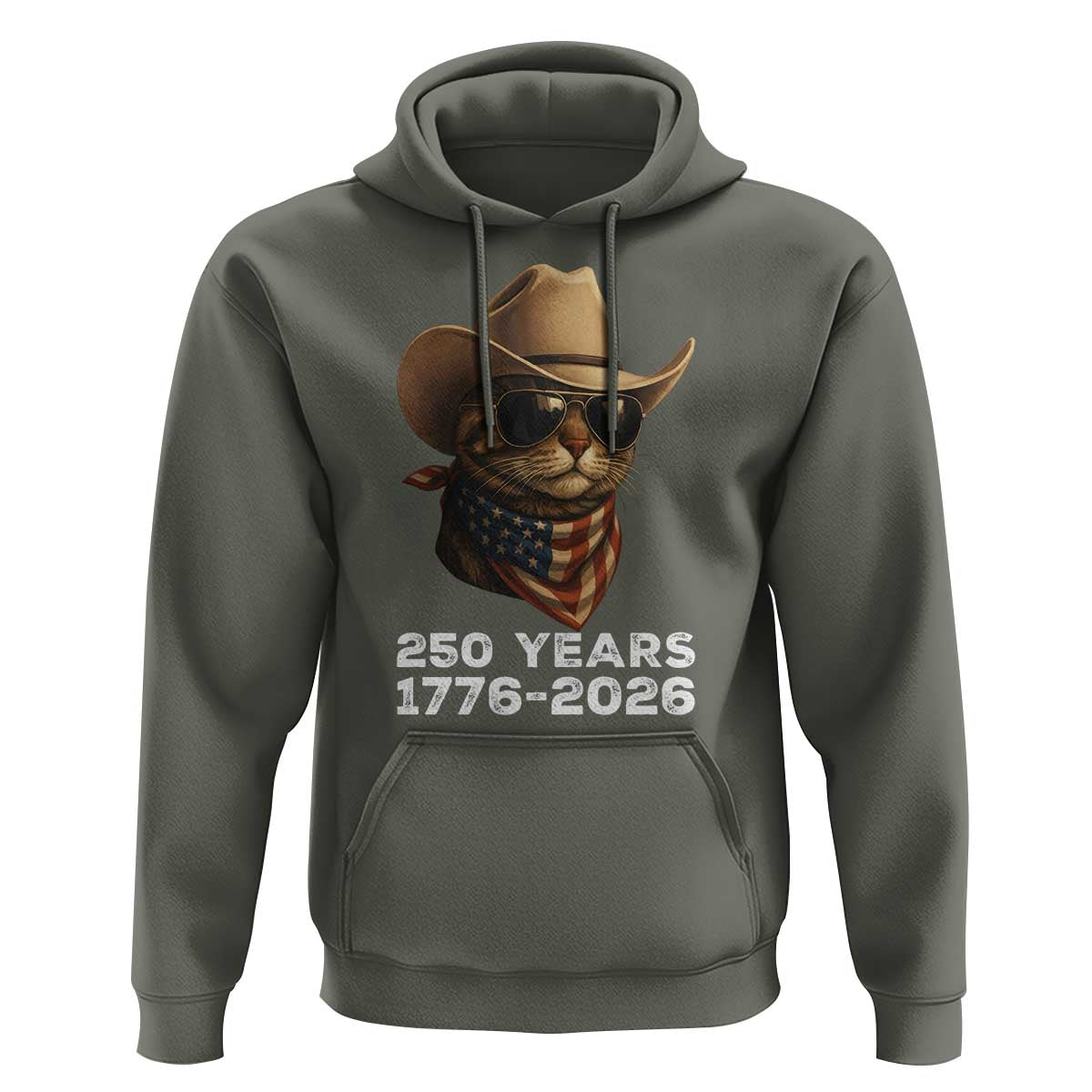Cool Cowboy Cat 250 Years Hoodie Funny Patriotic 1776 to 2026 US Semiquincentennial - Wonder Print Shop