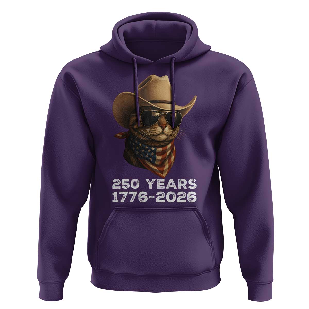 Cool Cowboy Cat 250 Years Hoodie Funny Patriotic 1776 to 2026 US Semiquincentennial - Wonder Print Shop
