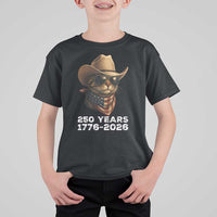Cool Cowboy Cat 250 Years T Shirt For Kid Funny Patriotic 1776 to 2026 US Semiquincentennial - Wonder Print Shop