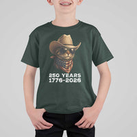 Cool Cowboy Cat 250 Years T Shirt For Kid Funny Patriotic 1776 to 2026 US Semiquincentennial - Wonder Print Shop