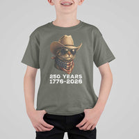 Cool Cowboy Cat 250 Years T Shirt For Kid Funny Patriotic 1776 to 2026 US Semiquincentennial - Wonder Print Shop
