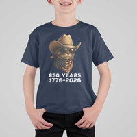 Cool Cowboy Cat 250 Years T Shirt For Kid Funny Patriotic 1776 to 2026 US Semiquincentennial - Wonder Print Shop