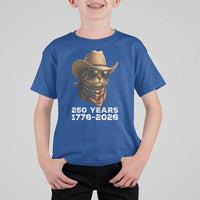 Cool Cowboy Cat 250 Years T Shirt For Kid Funny Patriotic 1776 to 2026 US Semiquincentennial - Wonder Print Shop