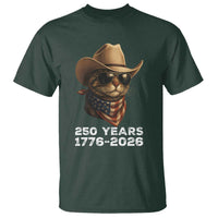 Cool Cowboy Cat 250 Years T Shirt Funny Patriotic 1776 to 2026 US Semiquincentennial - Wonder Print Shop