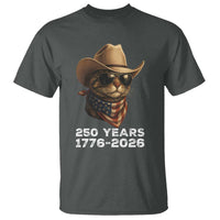 Cool Cowboy Cat 250 Years T Shirt Funny Patriotic 1776 to 2026 US Semiquincentennial - Wonder Print Shop