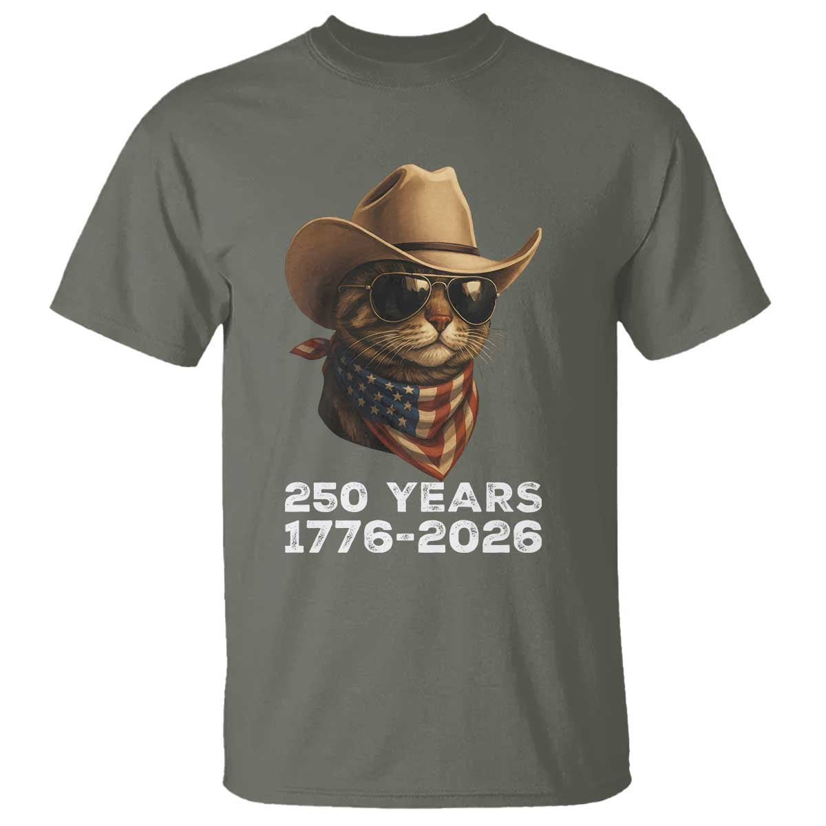 Cool Cowboy Cat 250 Years T Shirt Funny Patriotic 1776 to 2026 US Semiquincentennial - Wonder Print Shop