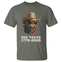 Cool Cowboy Cat 250 Years T Shirt Funny Patriotic 1776 to 2026 US Semiquincentennial - Wonder Print Shop