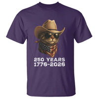 Cool Cowboy Cat 250 Years T Shirt Funny Patriotic 1776 to 2026 US Semiquincentennial - Wonder Print Shop