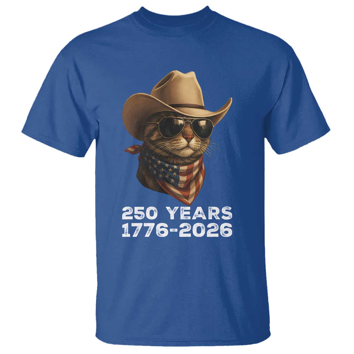 Cool Cowboy Cat 250 Years T Shirt Funny Patriotic 1776 to 2026 US Semiquincentennial - Wonder Print Shop