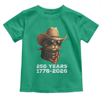 Cool Cowboy Cat 250 Years Toddler T Shirt Funny Patriotic 1776 to 2026 US Semiquincentennial - Wonder Print Shop