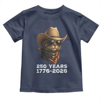 Cool Cowboy Cat 250 Years Toddler T Shirt Funny Patriotic 1776 to 2026 US Semiquincentennial - Wonder Print Shop