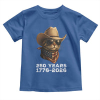 Cool Cowboy Cat 250 Years Toddler T Shirt Funny Patriotic 1776 to 2026 US Semiquincentennial - Wonder Print Shop