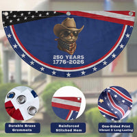 Cool Cowboy Cat 250 Years Patriotic Fan Flag Funny 1776 to 2026 US Semiquincentennial