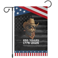 Cool Cowboy Cat 250 Years Garden Flag Funny Patriotic 1776 to 2026 US Semiquincentennial