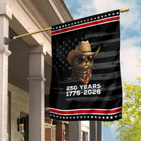 Cool Cowboy Cat 250 Years Garden Flag Funny Patriotic 1776 to 2026 US Semiquincentennial