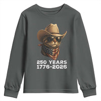 Cool Cowboy Cat 250 Years Youth Sweatshirt Funny Patriotic 1776 to 2026 US Semiquincentennial - Wonder Print Shop