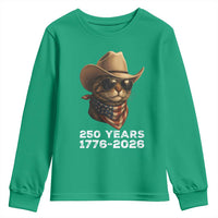 Cool Cowboy Cat 250 Years Youth Sweatshirt Funny Patriotic 1776 to 2026 US Semiquincentennial - Wonder Print Shop