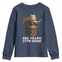 Cool Cowboy Cat 250 Years Youth Sweatshirt Funny Patriotic 1776 to 2026 US Semiquincentennial - Wonder Print Shop
