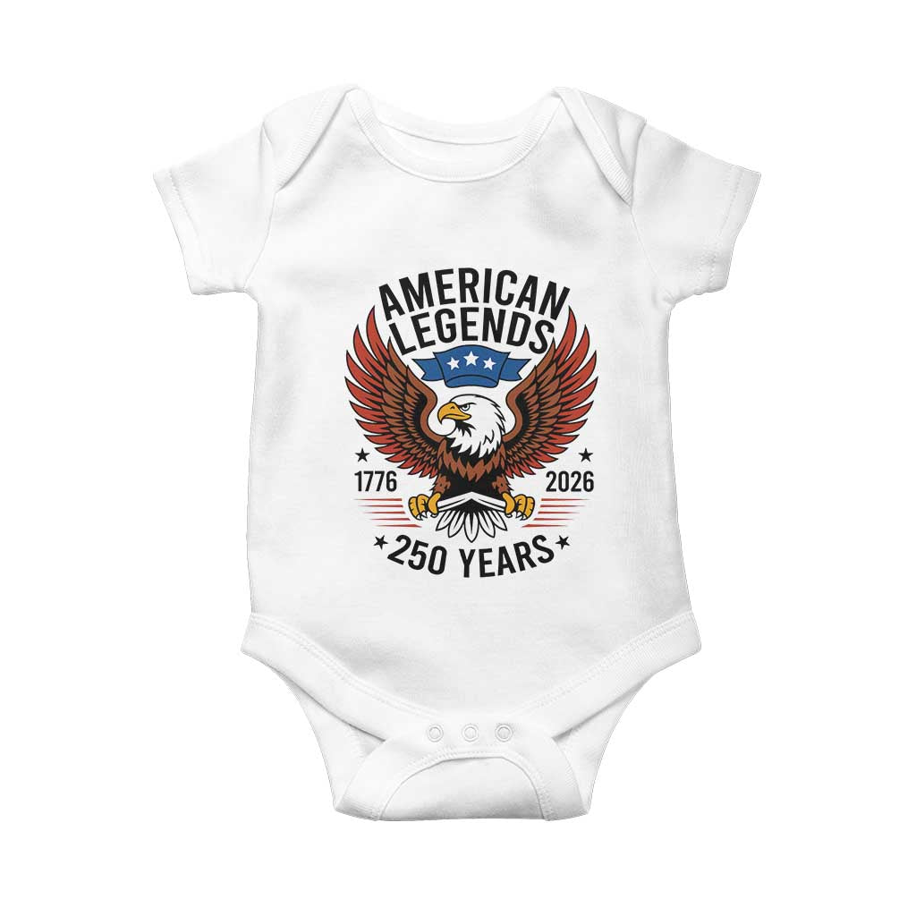 American Legends Eagle Baby Onesie 250 Years Patriotic Heritage 1776 to 2026 Semiquincentennial - Wonder Print Shop