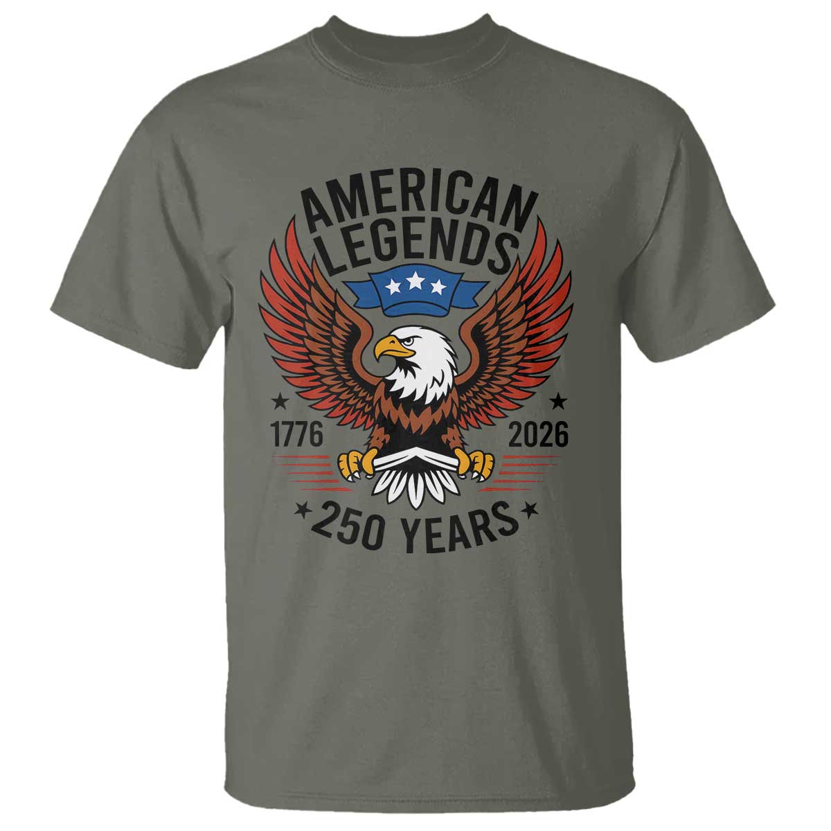 American Legends Eagle T Shirt 250 Years Patriotic Heritage 1776 to 2026 Semiquincentennial - Wonder Print Shop
