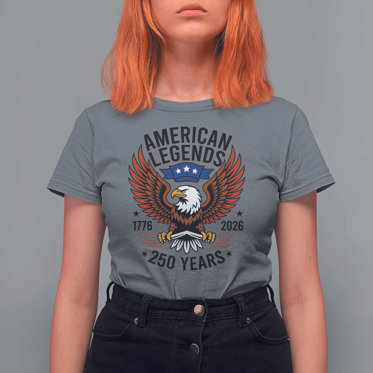 American Legends Eagle T Shirt For Women 250 Years Patriotic Heritage 1776 to 2026 Semiquincentennial - Wonder Print Shop