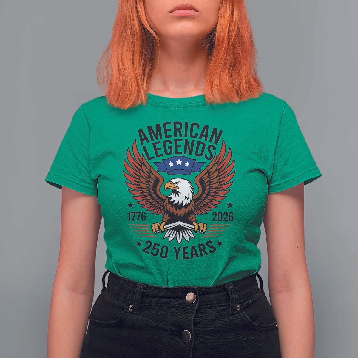 American Legends Eagle T Shirt For Women 250 Years Patriotic Heritage 1776 to 2026 Semiquincentennial - Wonder Print Shop