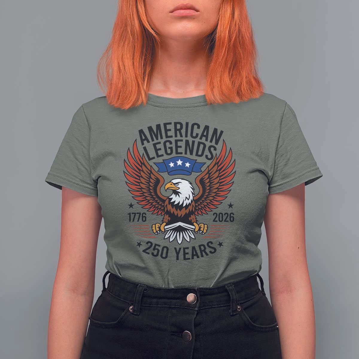 American Legends Eagle T Shirt For Women 250 Years Patriotic Heritage 1776 to 2026 Semiquincentennial - Wonder Print Shop