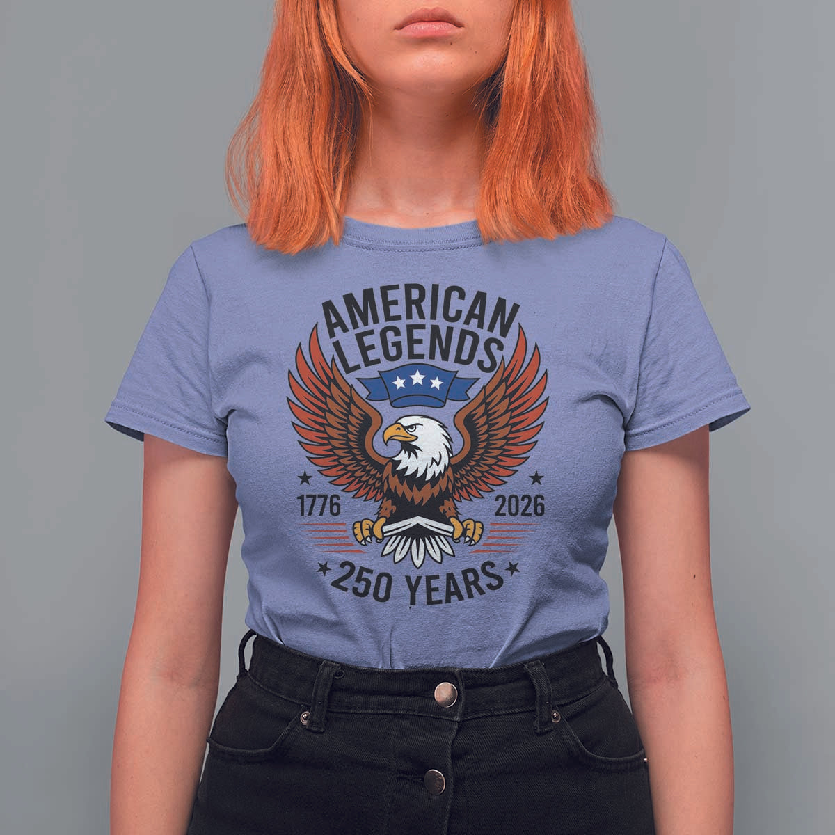 American Legends Eagle T Shirt For Women 250 Years Patriotic Heritage 1776 to 2026 Semiquincentennial - Wonder Print Shop